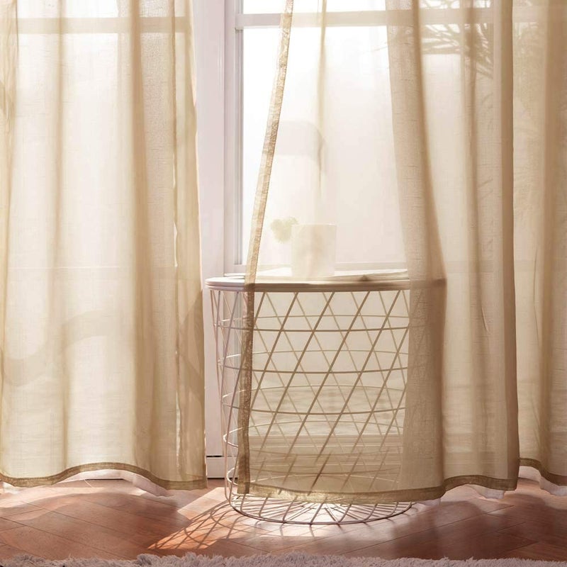 MIULEE 2 Panels Solid Color Taupe Brown Sheer Curtains Elegant Grommet Window Voile Panels/Drapes/Treatment for Bedroom Living Room (54X84 Inch) - Image 4